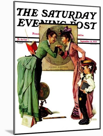 "First Day of School" or "Back to School" Saturday Evening Post Cover, September 14,1935-Norman Rockwell-Mounted Giclee Print