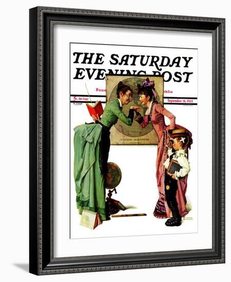 "First Day of School" or "Back to School" Saturday Evening Post Cover, September 14,1935-Norman Rockwell-Framed Giclee Print