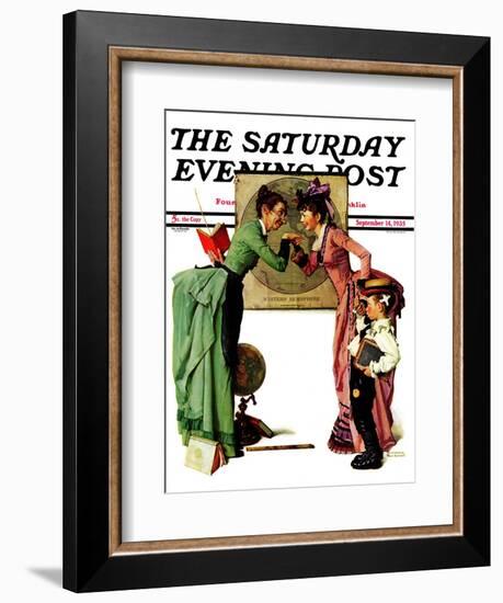 "First Day of School" or "Back to School" Saturday Evening Post Cover, September 14,1935-Norman Rockwell-Framed Giclee Print