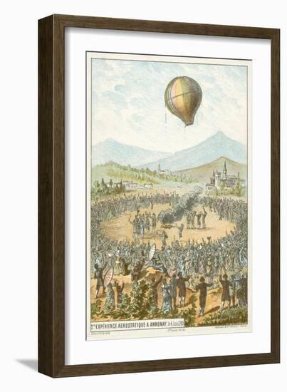 First Demonstration of a Hot Air Balloon by the Montgolfier Brothers, Annonay, France, 4 June 1783-null-Framed Giclee Print