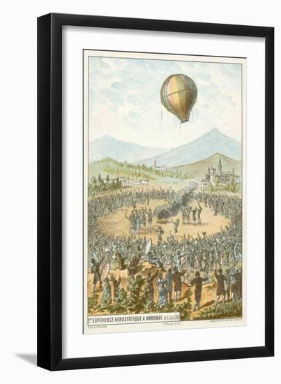 First Demonstration of a Hot Air Balloon by the Montgolfier Brothers, Annonay, France, 4 June 1783-null-Framed Giclee Print
