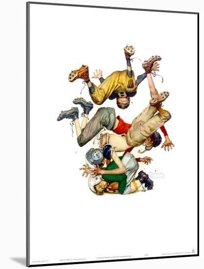 First Down-Norman Rockwell-Mounted Art Print
