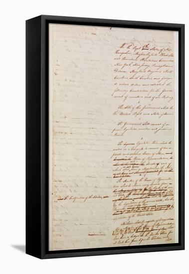 First Draft of the Constitution of the United States, 1787-American School-Framed Premier Image Canvas