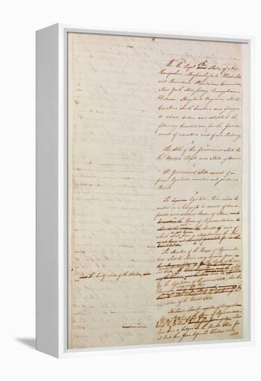 First Draft of the Constitution of the United States, 1787-American School-Framed Premier Image Canvas