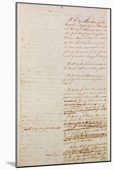 First Draft of the Constitution of the United States, 1787-American School-Mounted Giclee Print