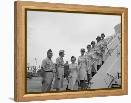 First Five Air Force Women Assigned to Vietnam Arrive at Tan Son Nhut, June 1967-null-Framed Stretched Canvas