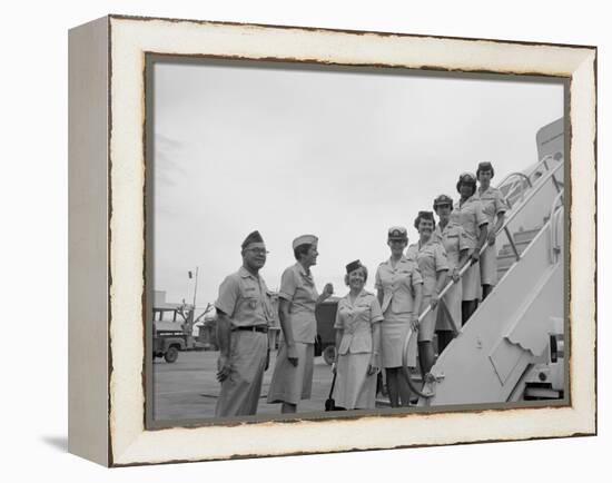 First Five Air Force Women Assigned to Vietnam Arrive at Tan Son Nhut, June 1967-null-Framed Stretched Canvas