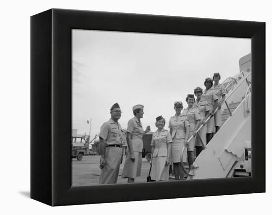 First Five Air Force Women Assigned to Vietnam Arrive at Tan Son Nhut, June 1967-null-Framed Stretched Canvas