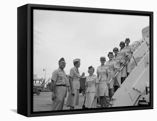 First Five Air Force Women Assigned to Vietnam Arrive at Tan Son Nhut, June 1967-null-Framed Stretched Canvas