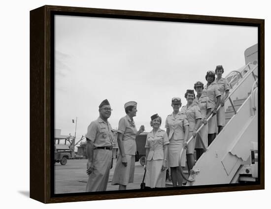 First Five Air Force Women Assigned to Vietnam Arrive at Tan Son Nhut, June 1967-null-Framed Stretched Canvas