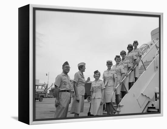 First Five Air Force Women Assigned to Vietnam Arrive at Tan Son Nhut, June 1967-null-Framed Stretched Canvas