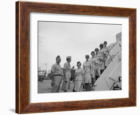 First Five Air Force Women Assigned to Vietnam Arrive at Tan Son Nhut, June 1967-null-Framed Photo