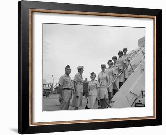 First Five Air Force Women Assigned to Vietnam Arrive at Tan Son Nhut, June 1967-null-Framed Photo