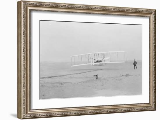 First flight, Kitty Hawk, North Carolina, 120 feet in 12 seconds, 10.35am December 17th 1903-John T. Daniels-Framed Giclee Print