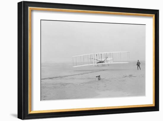 First flight, Kitty Hawk, North Carolina, 120 feet in 12 seconds, 10.35am December 17th 1903-John T. Daniels-Framed Giclee Print