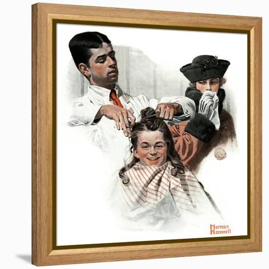 "First Haircut", August 10,1918-Norman Rockwell-Framed Premier Image Canvas