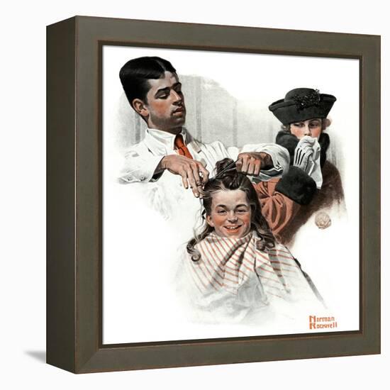 "First Haircut", August 10,1918-Norman Rockwell-Framed Premier Image Canvas