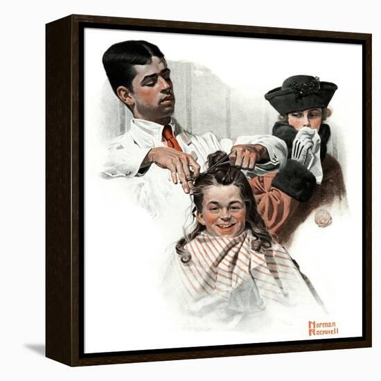 "First Haircut", August 10,1918-Norman Rockwell-Framed Premier Image Canvas