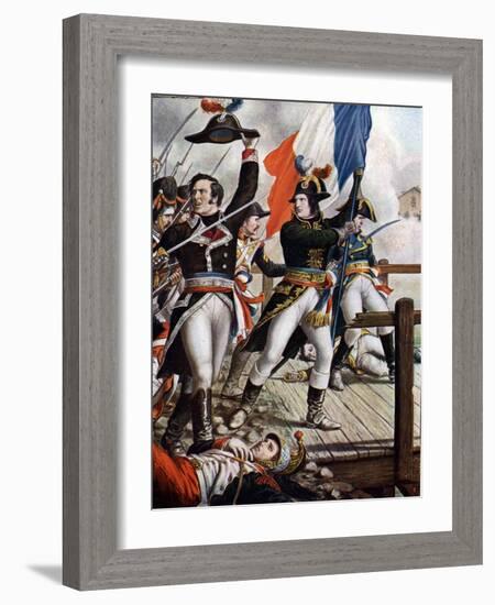 First Italian Campaign: Napoleon Bonaparte (1769-1821) at the Battle of the Bridge of Arcole, Novem-Tancredi Scarpelli-Framed Giclee Print