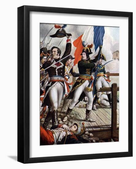 First Italian Campaign: Napoleon Bonaparte (1769-1821) at the Battle of the Bridge of Arcole, Novem-Tancredi Scarpelli-Framed Giclee Print