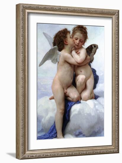 First Kiss-William Adolphe Bouguereau-Framed Art Print