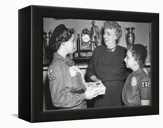First Lady Bess Truman Purchases the First Box of Cookies to Start the Annual Girl Scout Fundraiser-null-Framed Stretched Canvas