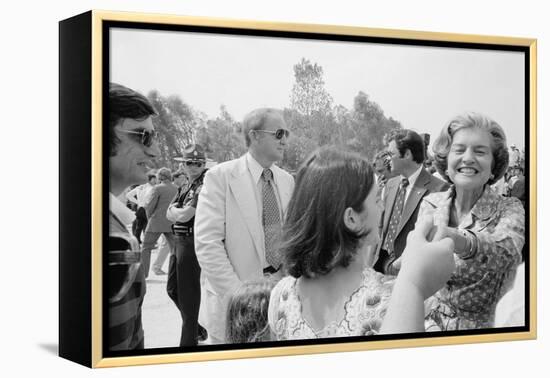 First Lady Betty Ford shakes hands at a campaign stop in the South, 1976-Thomas J. O'halloran-Framed Premier Image Canvas