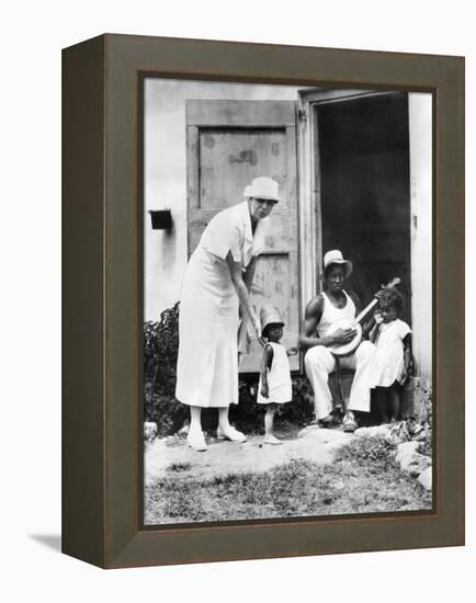 First Lady Eleanor Roosevelt Chatting with the Winn Family, of Christiansted, St Croix-null-Framed Stretched Canvas