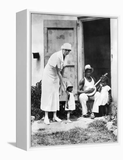 First Lady Eleanor Roosevelt Chatting with the Winn Family, of Christiansted, St Croix-null-Framed Stretched Canvas