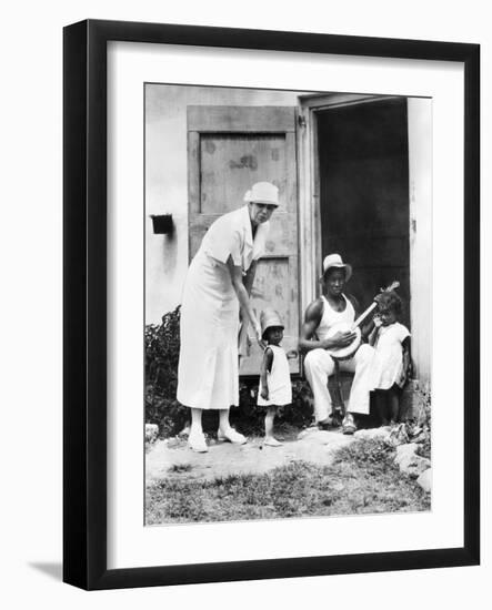 First Lady Eleanor Roosevelt Chatting with the Winn Family, of Christiansted, St Croix-null-Framed Photo