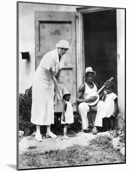 First Lady Eleanor Roosevelt Chatting with the Winn Family, of Christiansted, St Croix-null-Mounted Photo