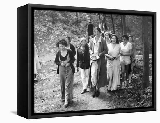 First Lady Eleanor Roosevelt Visits a Camp Tera for Unemployed Women Near Bear Mountain, NY-null-Framed Stretched Canvas