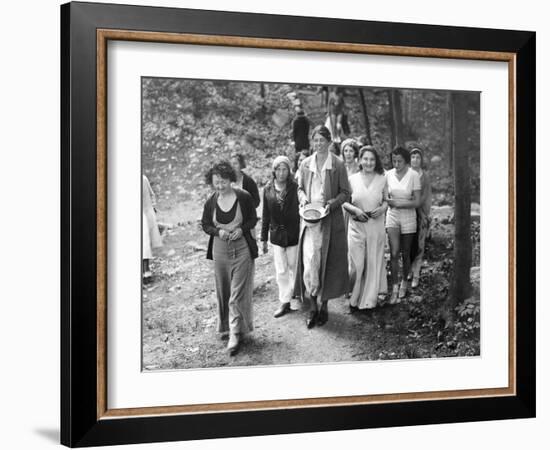 First Lady Eleanor Roosevelt Visits a Camp Tera for Unemployed Women Near Bear Mountain, NY-null-Framed Photo