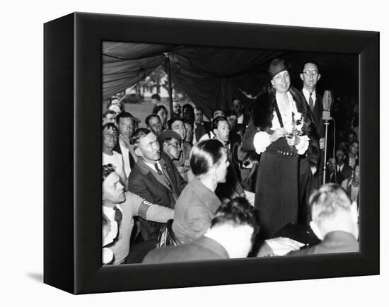 First Lady Eleanor Roosevelt Visits Indigent Remnant of Bonus Army at Fort Hunt, Virginia, May 1933-null-Framed Stretched Canvas