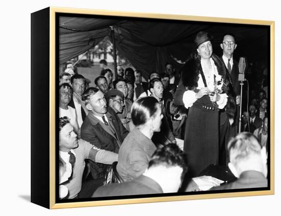 First Lady Eleanor Roosevelt Visits Indigent Remnant of Bonus Army at Fort Hunt, Virginia, May 1933-null-Framed Stretched Canvas