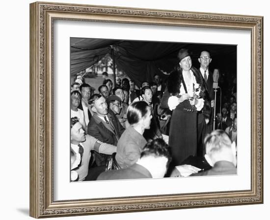 First Lady Eleanor Roosevelt Visits Indigent Remnant of Bonus Army at Fort Hunt, Virginia, May 1933-null-Framed Photo