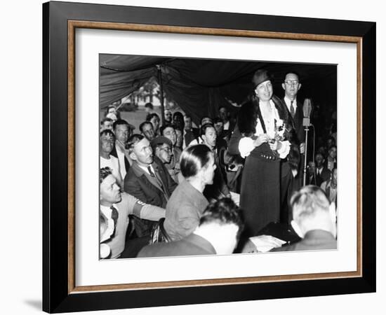 First Lady Eleanor Roosevelt Visits Indigent Remnant of Bonus Army at Fort Hunt, Virginia, May 1933-null-Framed Photo