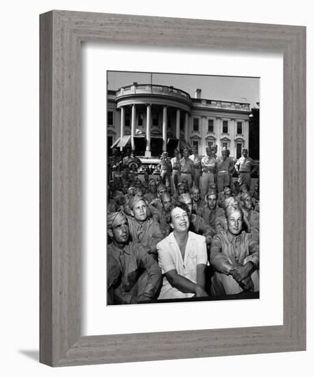 First Lady Eleanor Roosevelt with a Large Group of US Soldiers-Thomas D. Mcavoy-Framed Photographic Print