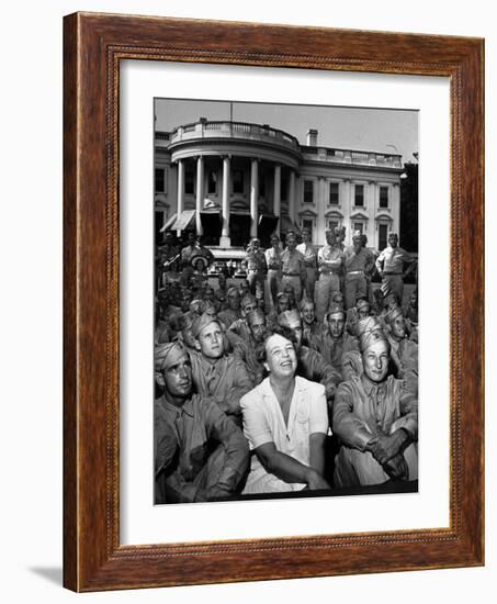 First Lady Eleanor Roosevelt with a Large Group of US Soldiers-Thomas D. Mcavoy-Framed Photographic Print
