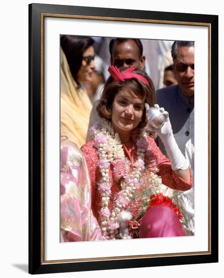 First Lady Jackie Kennedy is Welcomed at the Jaipur Airport During Her Tour of India-Art Rickerby-Framed Photographic Print