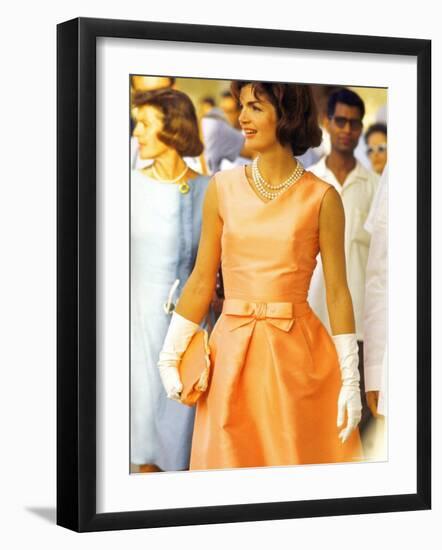 First Lady Jackie Kennedy, Walking Through Crowd in Udaipur During a Visit to India-Art Rickerby-Framed Photographic Print