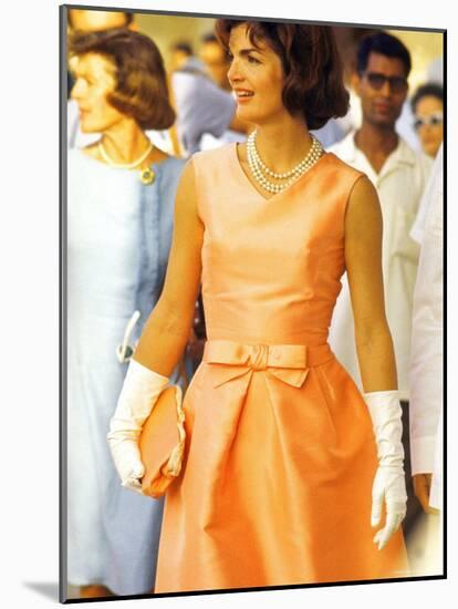 First Lady Jackie Kennedy, Walking Through Crowd in Udaipur During a Visit to India-Art Rickerby-Mounted Photographic Print