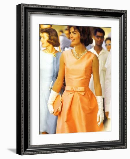 First Lady Jackie Kennedy, Walking Through Crowd in Udaipur During a Visit to India-Art Rickerby-Framed Photographic Print