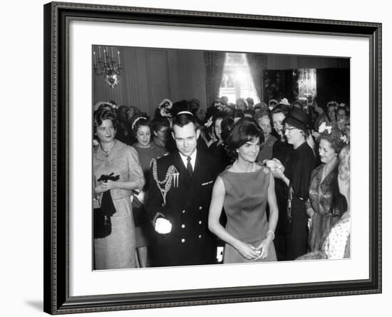 First Lady Jacqueline Kennedy Greets Guests before a Reception-Stocktrek Images-Framed Photographic Print