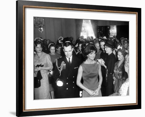 First Lady Jacqueline Kennedy Greets Guests before a Reception-Stocktrek Images-Framed Photographic Print