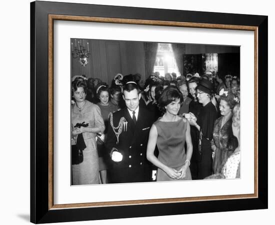 First Lady Jacqueline Kennedy Greets Guests before a Reception-Stocktrek Images-Framed Photographic Print