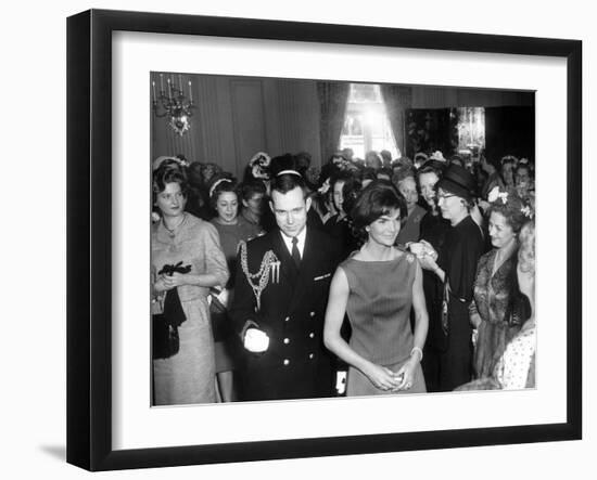 First Lady Jacqueline Kennedy Greets Guests before a Reception-Stocktrek Images-Framed Photographic Print