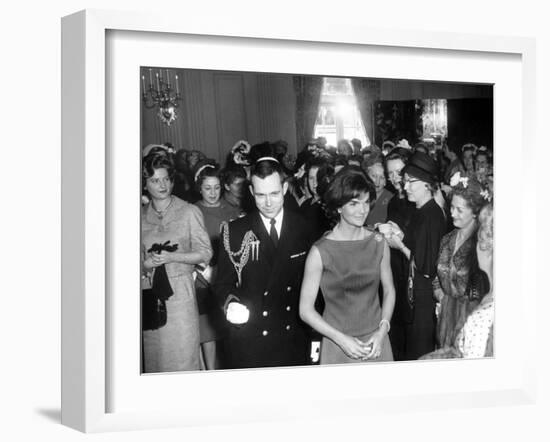 First Lady Jacqueline Kennedy Greets Guests before a Reception-Stocktrek Images-Framed Photographic Print