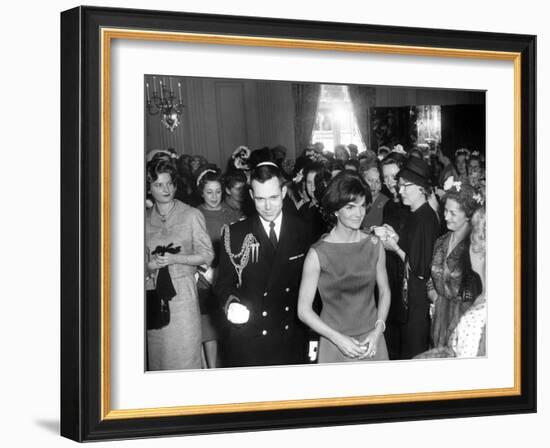 First Lady Jacqueline Kennedy Greets Guests before a Reception-Stocktrek Images-Framed Photographic Print