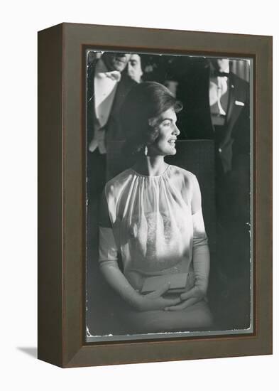 First Lady Jacqueline Kennedy Sitting Regally in Presidential During JFK's Inaugural Ball-Paul Schutzer-Framed Premier Image Canvas